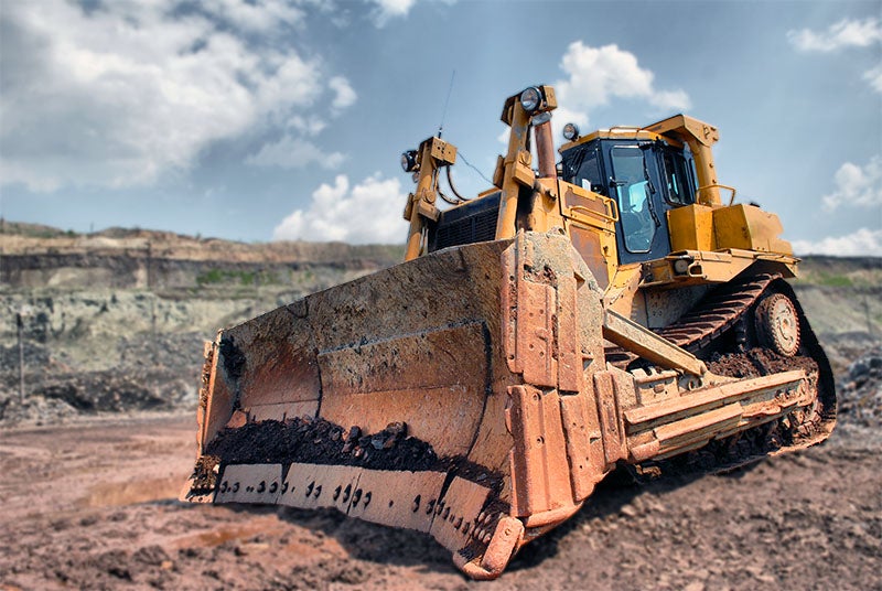 A large bulldozer on the worksite.
