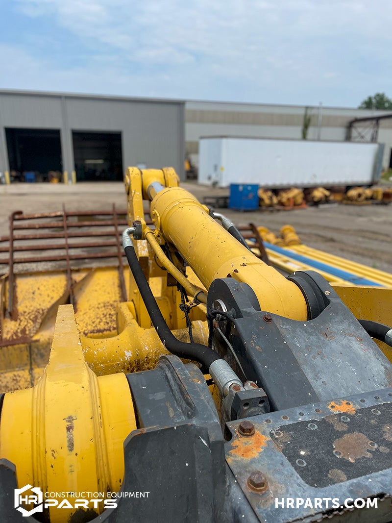 A large bucket cylinder on a wheel loader.