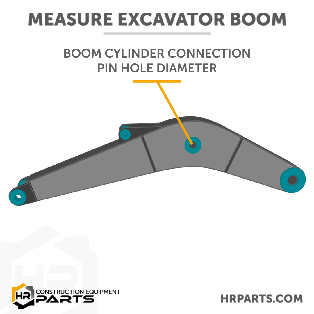 Excavator boom cylinder connection pin hole.